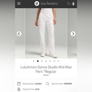 Lululemon White Lined Dance Studio Pants Women’s Size 8